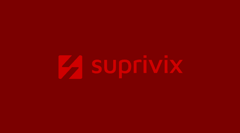 Logotipo da Suprivix em fundo vermelho